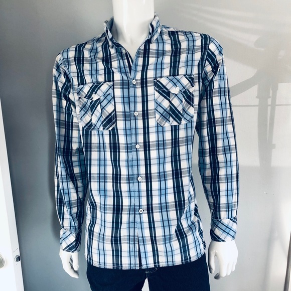 Paper Denim & Cloth Men’s Blue on Blue Plaid Shirt. Make an offer! - Picture 1 of 6
